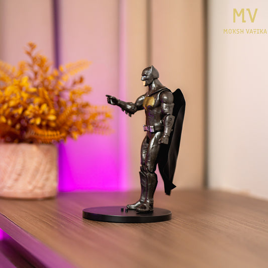 Moksh Vatika Batman Action Figure | 6.5” Black Armor Collectible with Golden Chest Emblem