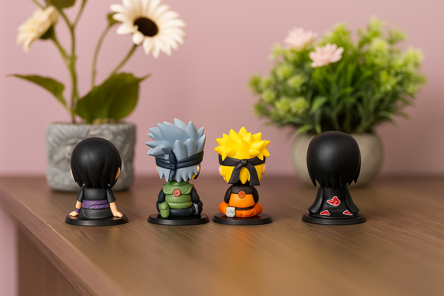 Moksh Vatika Naruto Anime Action Figures – Set of 4 Collectible Chibi Toys (Naruto, Sasuke, Kakashi, Itachi)