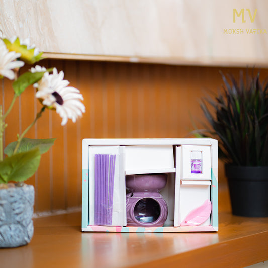 Purple Ceramic Aroma Diffuser Gift Set – Moksh Vatika