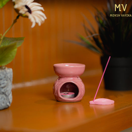 Moksh Vatika Ceramic Aroma Diffuser Gift Set – Rose Fragrance