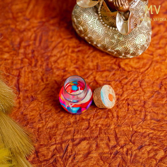 Decorative Gel Candle in Glass Jar with Cork Lid | Moksh Vatika