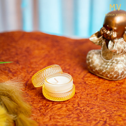 Orange Blossom Scented Candle in Frosted Glass Jar | Moksh Vatika