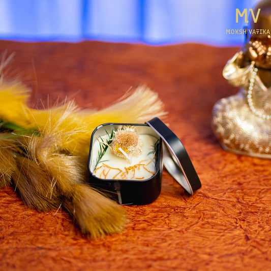 Botanical Bloom Soy Wax Candle in Black Square Tin – Moksh Vatika