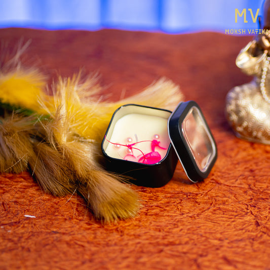 Pink Blossom Botanical Soy Wax Candle in Black Square Tin – Moksh Vatika