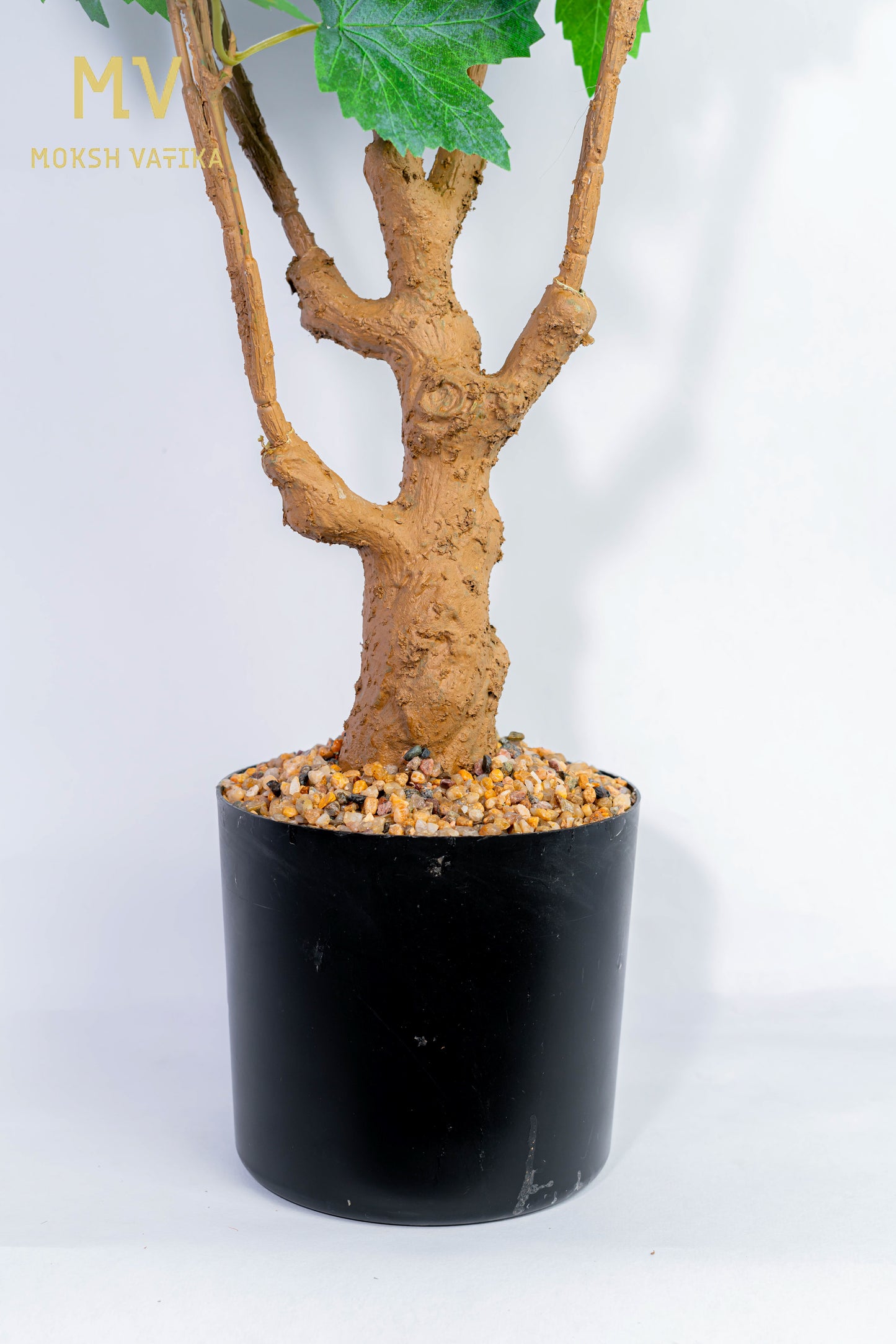 Tall Green Faux Tree in Black Pot