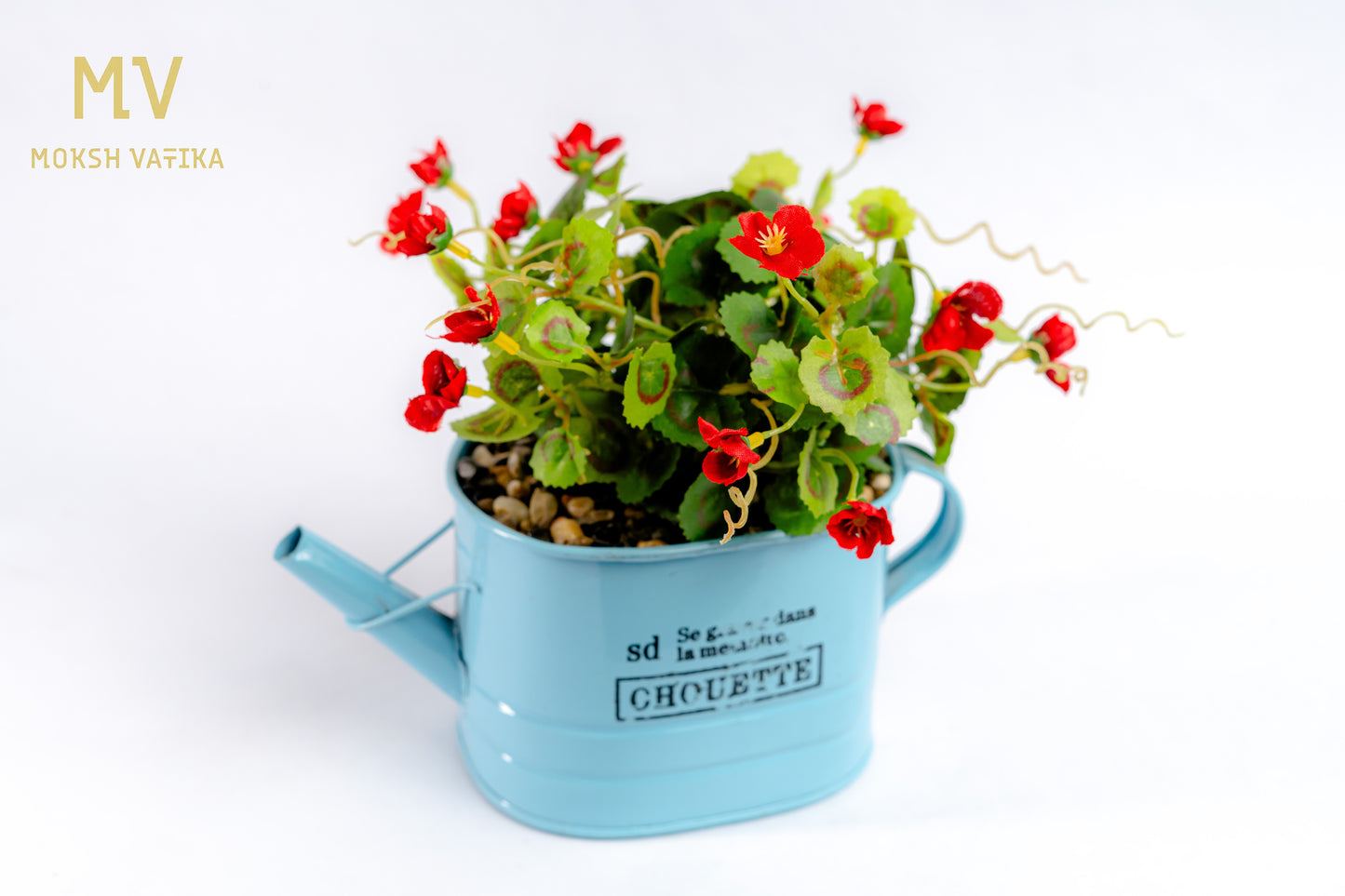 Chouette Tin Planter – Red Bloom