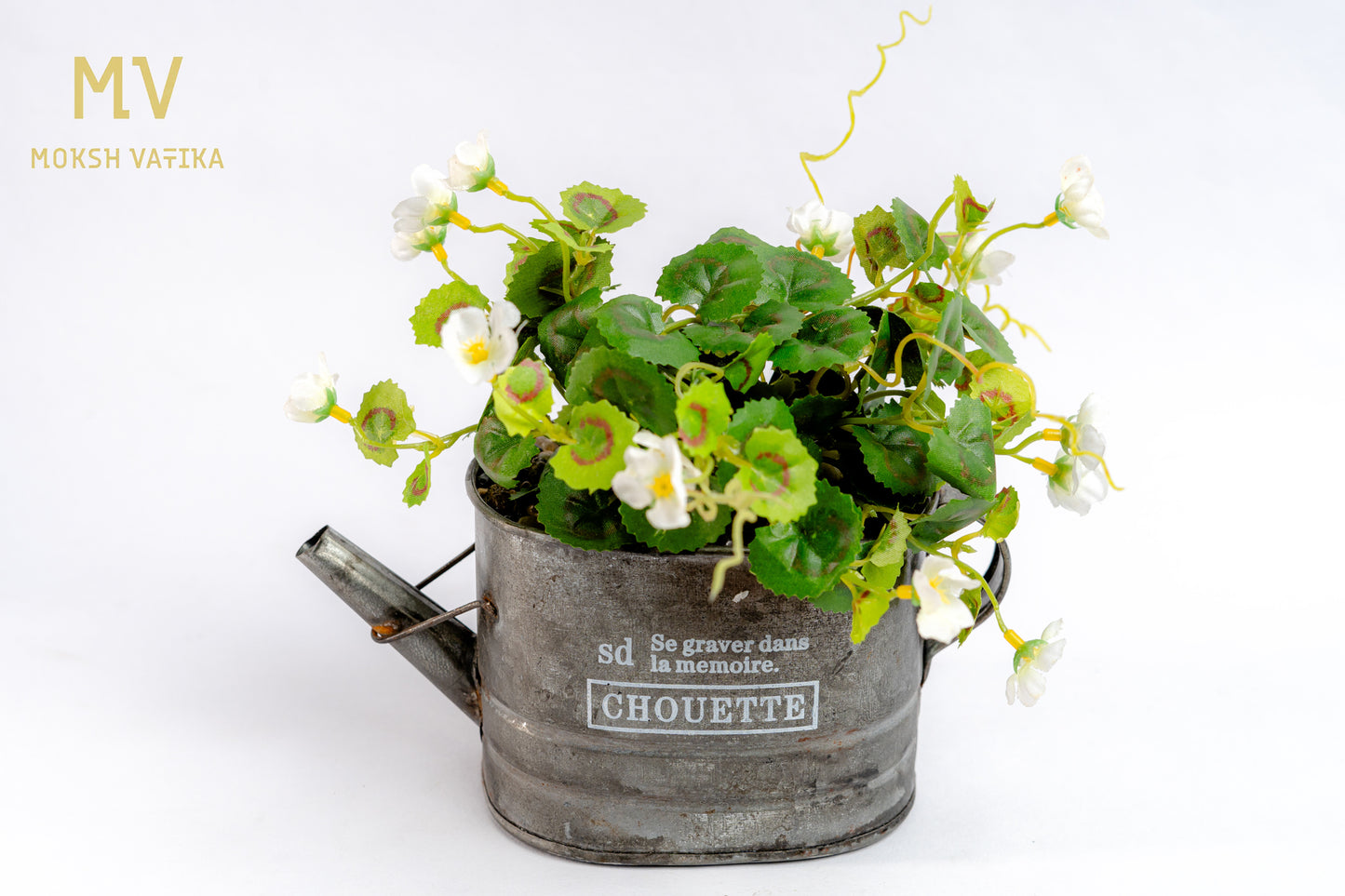 Chouette Tin Planter – White Bloom