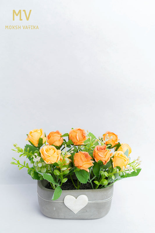 Heartfelt Blooms – Yellow Rose Cement Planter