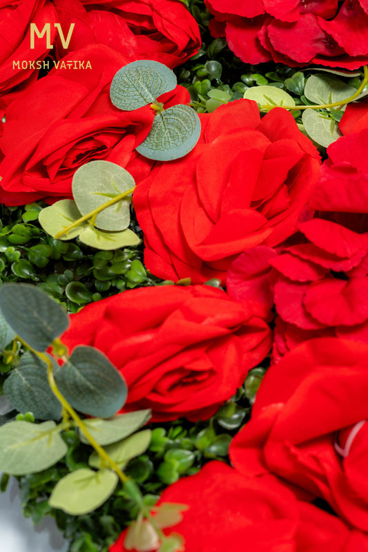 Luxe Red Rose & Hydrangea Floral Panel
