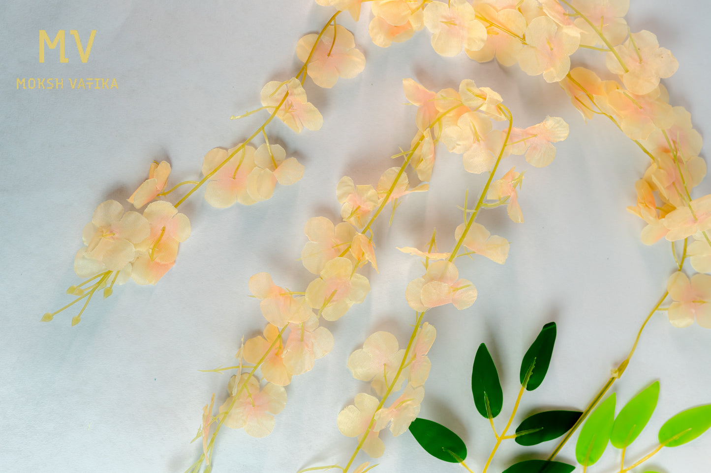 Artificial Wisteria Hanging Flower Orchid Spray Stem – Peach Blush Bloom (Set of 6 pieces)