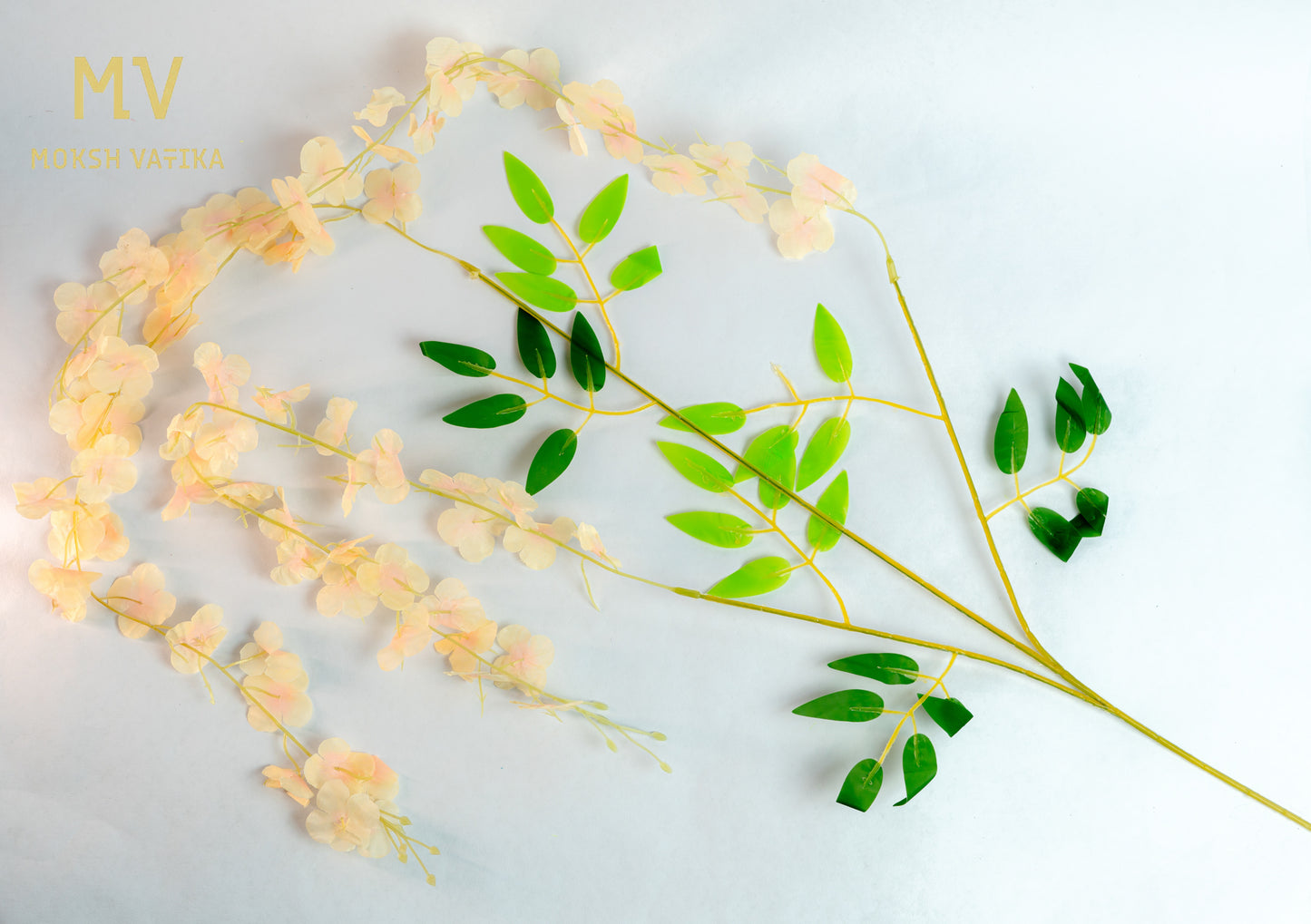 Artificial Wisteria Hanging Flower Orchid Spray Stem – Peach Blush Bloom (Set of 6 pieces)