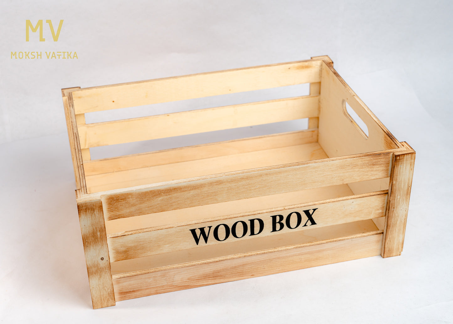 Rustic Wooden Storage Crate – Natural Finish (Set of 5)