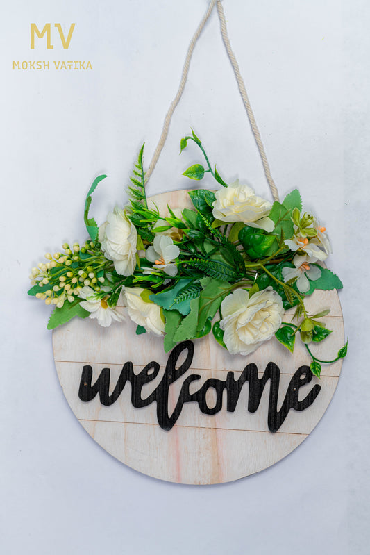 Cream Floral Welcome Wall Hanging
