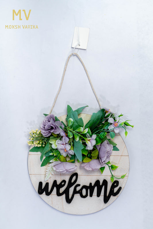 Lilac Floral Welcome Wall Hanging