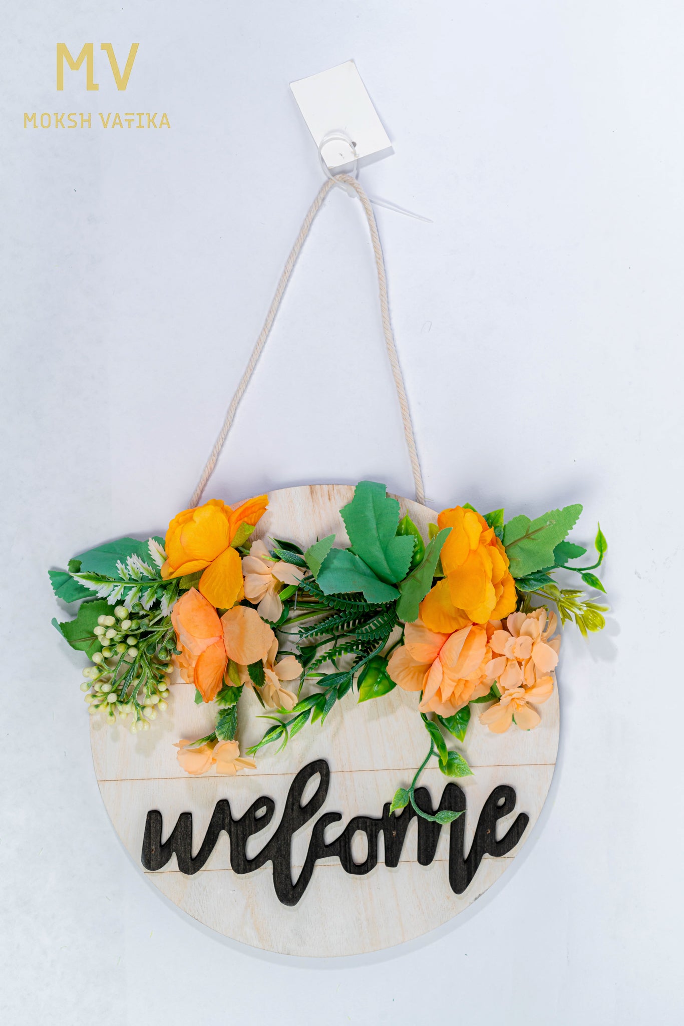 Orange Floral Welcome Wall Hanging