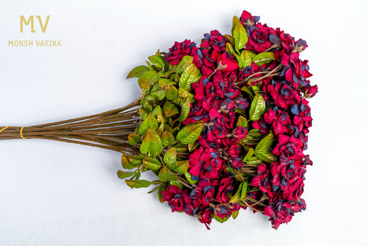 Deep Plum Velvet Rose Spray Bunch – Set of 6