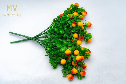 Artificial Orange-Red Berry Stem - Set of 2