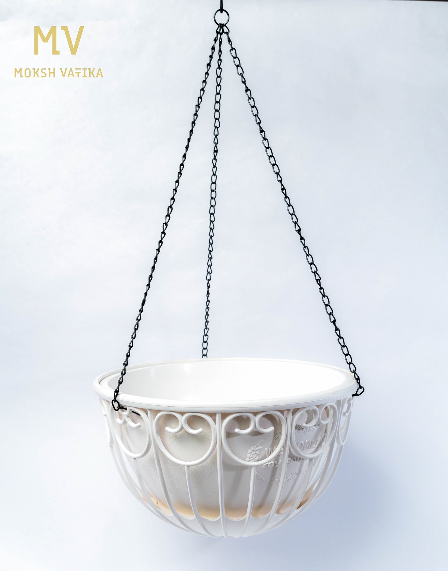 White Heart Hanging Basket