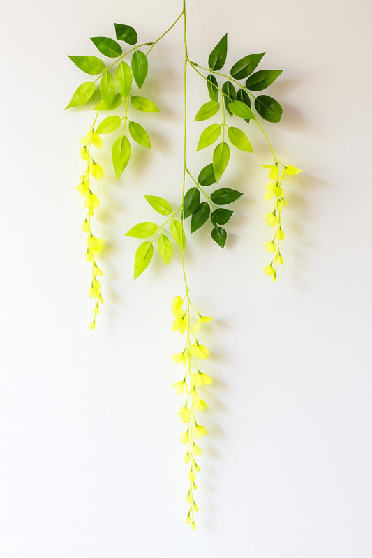 Artificial Wisteria Hanging Flower Orchid Spray Stem – Lemon Green (Set of 6 pieces)