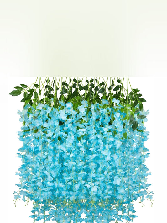 Artificial Wisteria Hanging Flower Orchid Spray Stem - Sky Blue Bloom (Set of 6 pieces)