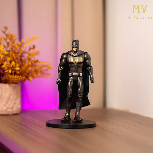 Moksh Vatika Batman Action Figure | 6.5” Black Armor Collectible with Golden Chest Emblem