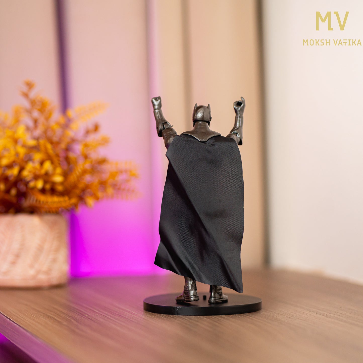 Moksh Vatika Batman Action Figure | 6.5” Black Armor Collectible with Golden Chest Emblem