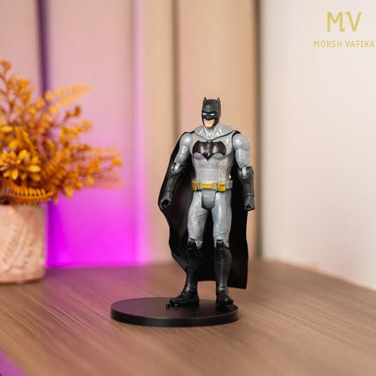Moksh Vatika Batman Action Figure | 6.5” Grey & Black Suit Collectible with Cape
