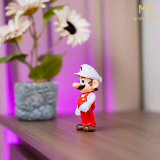 Moksh Vatika White Mario Action Figure Toy | Super Mario Fire Power Collectible