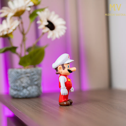 Moksh Vatika White Mario Action Figure Toy | Super Mario Fire Power Collectible