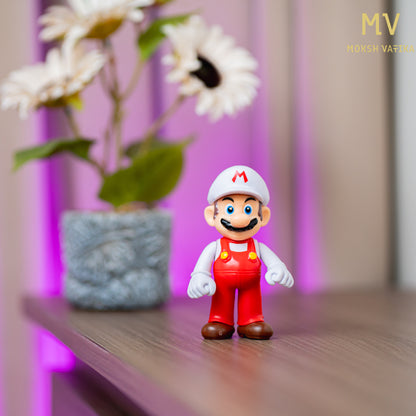 Moksh Vatika White Mario Action Figure Toy | Super Mario Fire Power Collectible