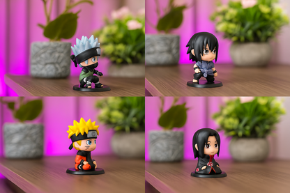 Moksh Vatika Naruto Anime Action Figures – Set of 4 Collectible Chibi Toys (Naruto, Sasuke, Kakashi, Itachi)
