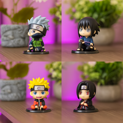 Moksh Vatika Naruto Anime Action Figures – Set of 4 Collectible Chibi Toys (Naruto, Sasuke, Kakashi, Itachi)