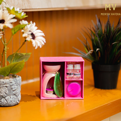 Pink Leaf Aroma Diffuser Gift Set – Moksh Vatika