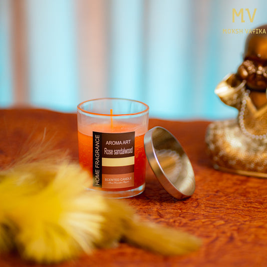 Moksh Vatika Aroma Art Scented Candle – Rose Sandalwood