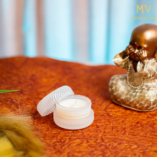Gardenia Scented Candle in Frosted Glass Jar | Moksh Vatika