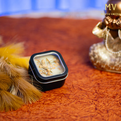 Moksh Vatika – Jasmine Bloom Scented Soy Wax Candle in Black Tin Box