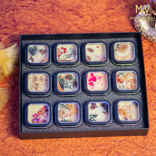 Luxury Gift Box of 12 Botanical Soy Wax Candles – Moksh Vatika