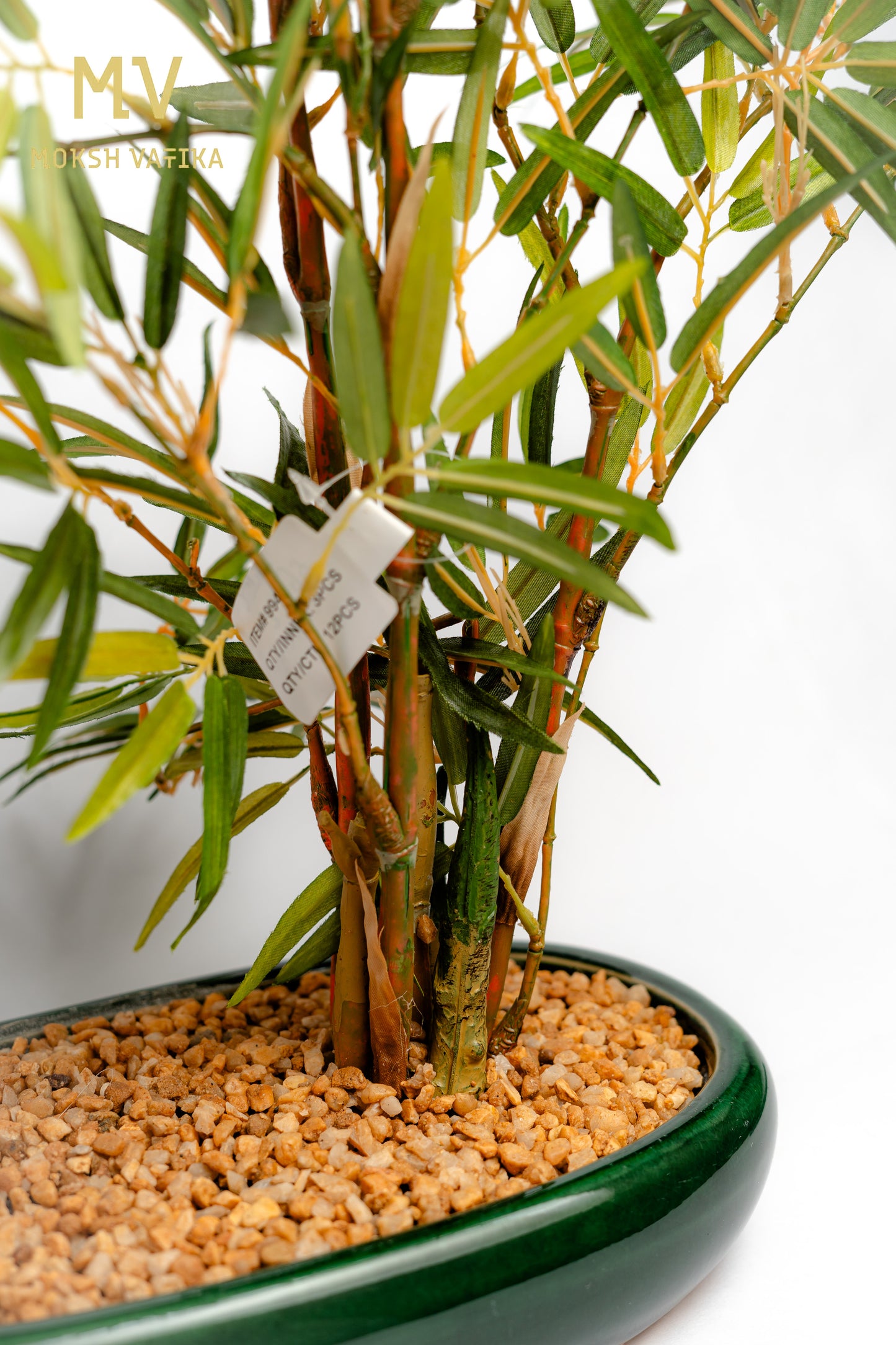 MV Faux Bamboo in Gloss Oval Planter