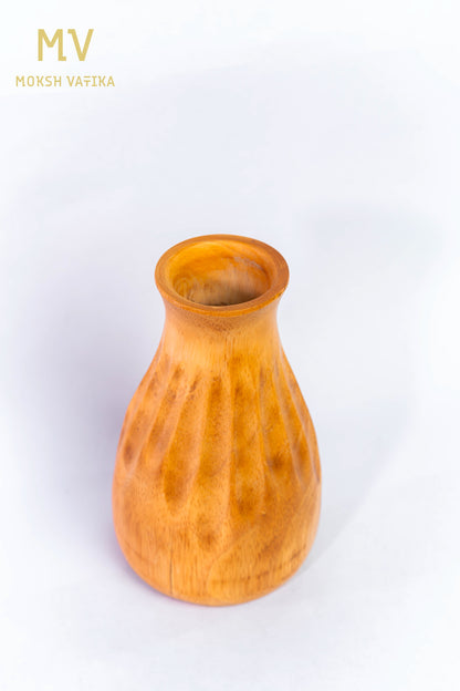 Hand-Carved Natural Wood Vase – Natural Finish