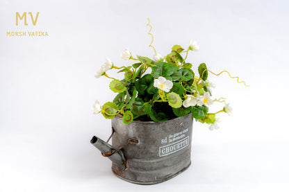 Chouette Tin Planter – White Bloom