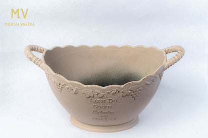 French Scallop-Edge Embossed Planter with Handles - Lien du Coeur Edition
