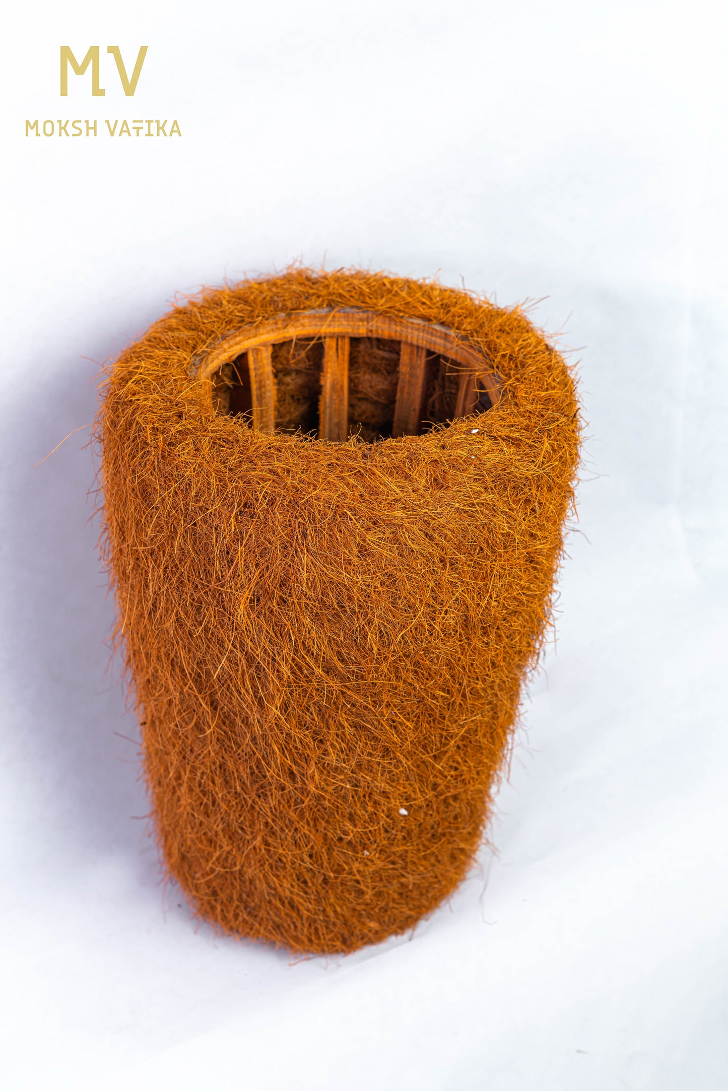 Tall Cylindrical Coir Planter with Wooden Frame