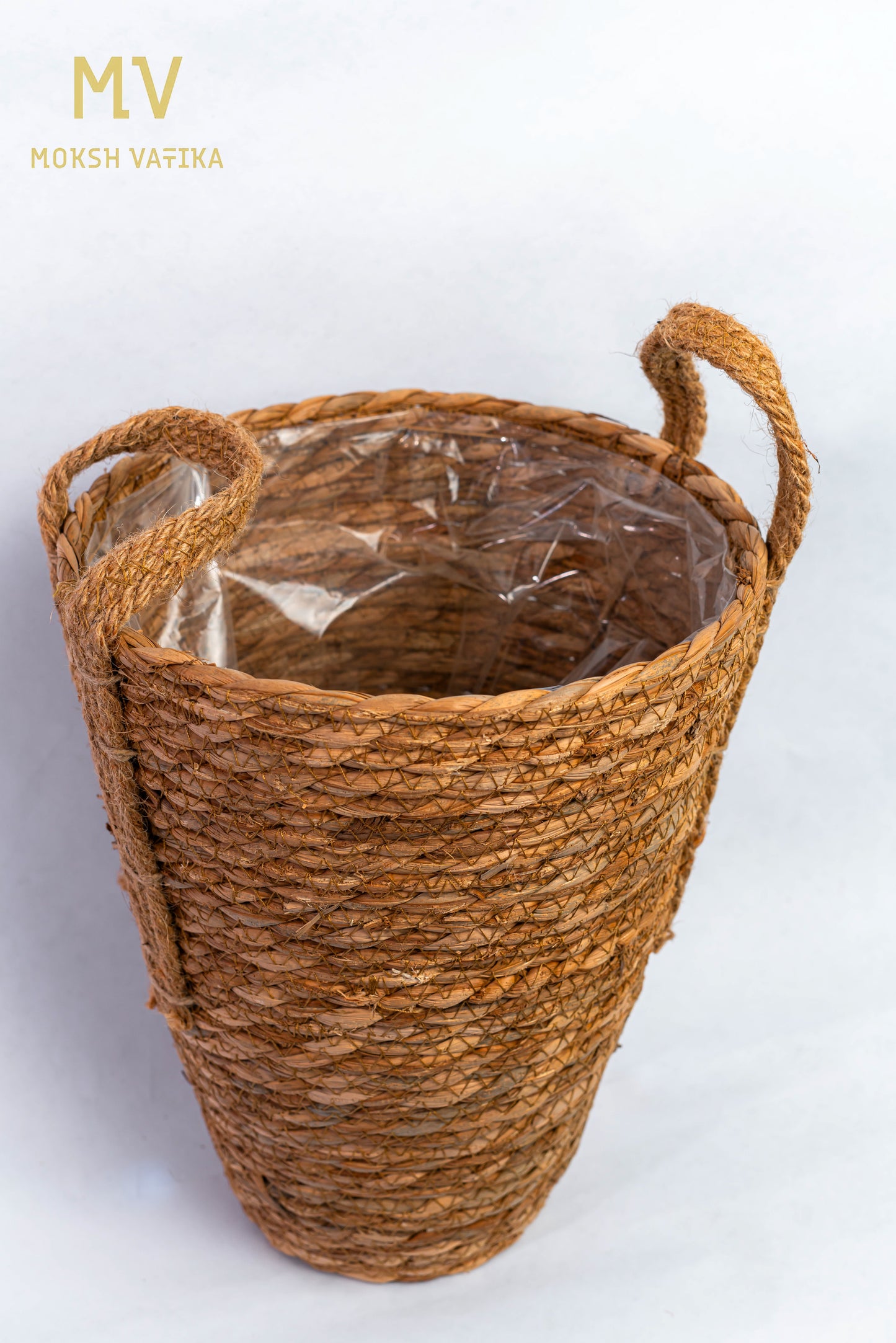 Handwoven Natural Jute Planter Basket with Handles - set of 3 basks