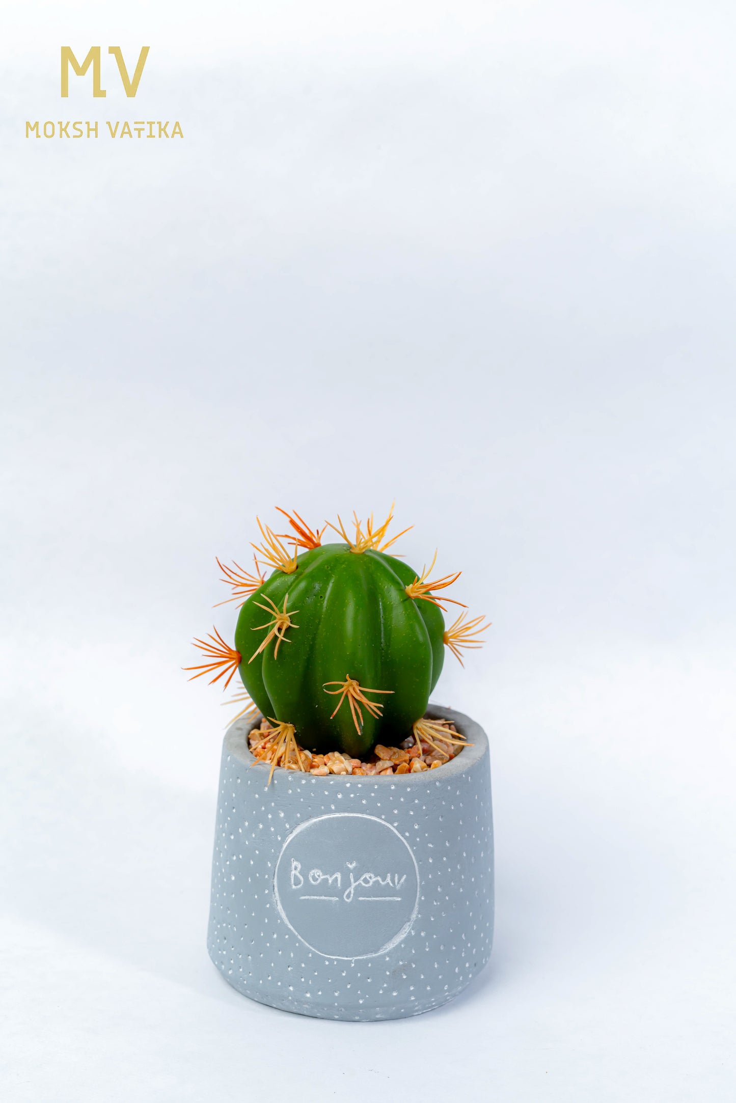 Mini Faux Cactus in Bonjour Grey Pot