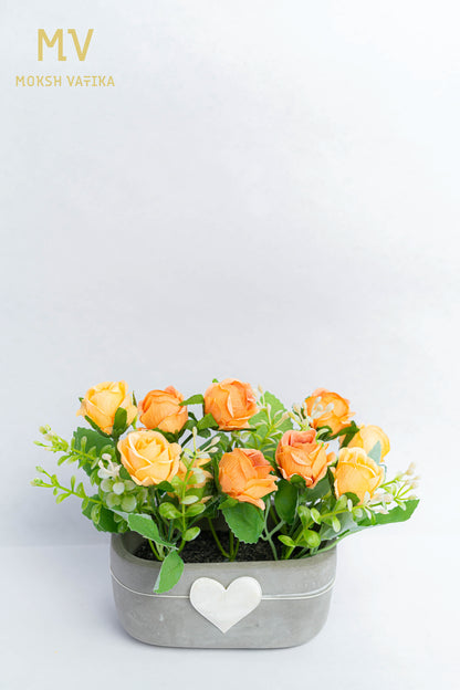 Heartfelt Blooms – Yellow Rose Cement Planter