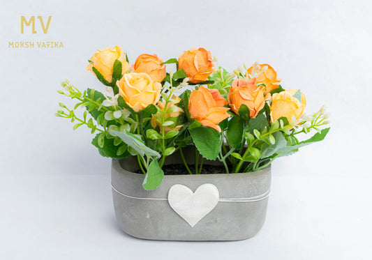 Heartfelt Blooms – Yellow Rose Cement Planter