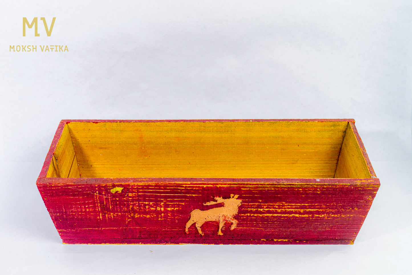 Rustic Reindeer Wooden Containers - Set of 2