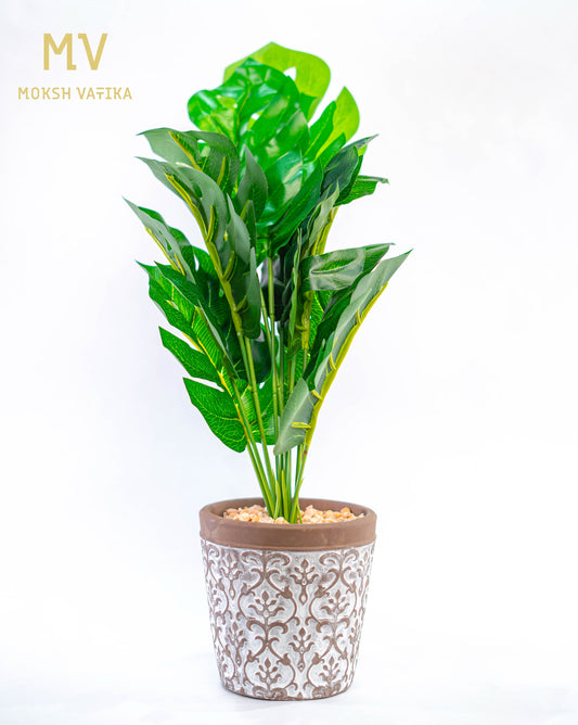 Tropical Foliage in Vintage Pattern Pot