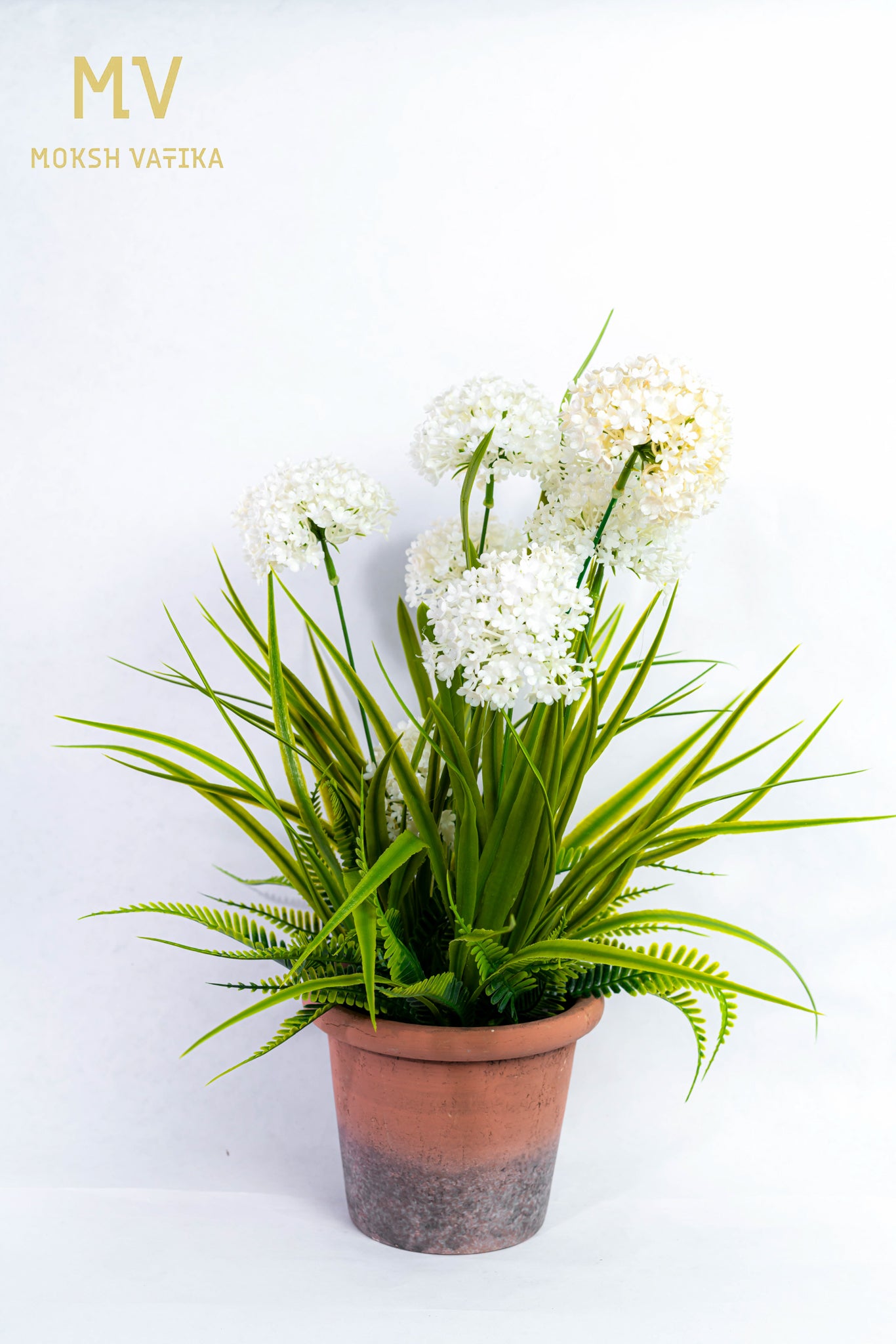 White Bloom Grass Arrangement