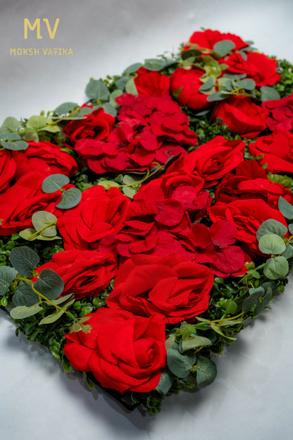 Luxe Red Rose & Hydrangea Floral Panel